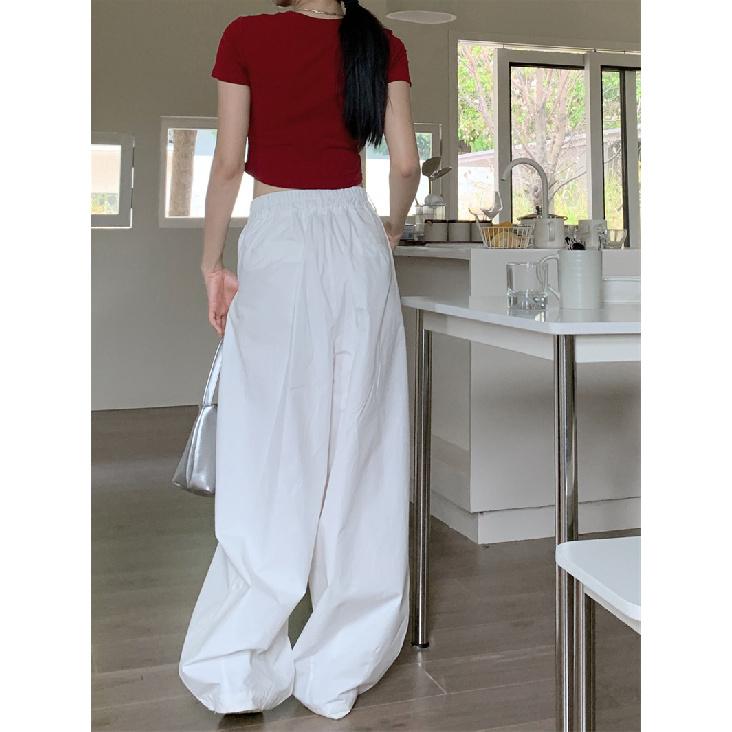 Lightweight casual pants for women, 2026 new model, high-waisted, slimming, wide-leg, loose-fitting long pants