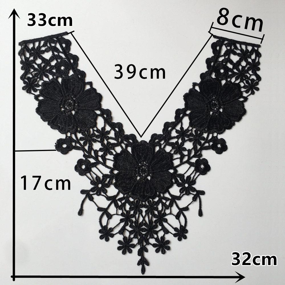 Black And White I Polyester Thorn Hollow Embroidered Collar-Shaped Sewing Lace Diy Decorative Cheongsam Dress Clothing Accessories Accessories