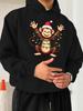 Christmas-Themed Monkey Pattern JPH-9 Oversized Men'S Hooded Sweatshirt, Size Extra Large, Plus Size