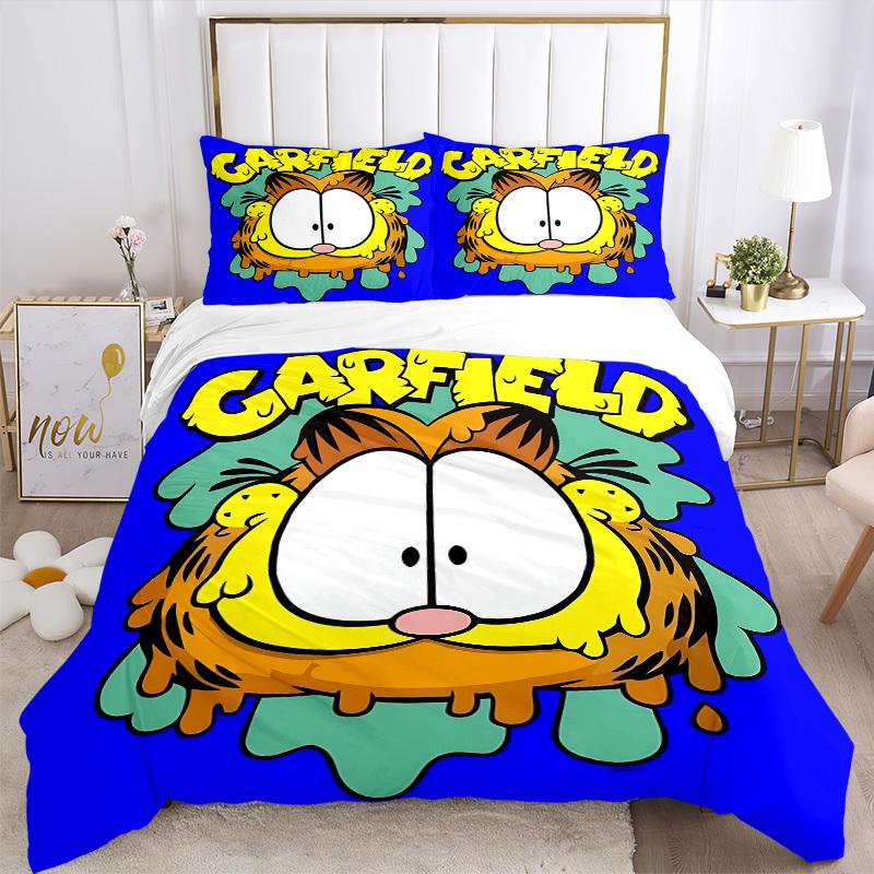 3pcs Garfield, Cat Cover Set, 1 Cover + 2 Pillowcases (No Insert), Bedding for All Seasons, Bedding,Bedroom Decor yy250922023
