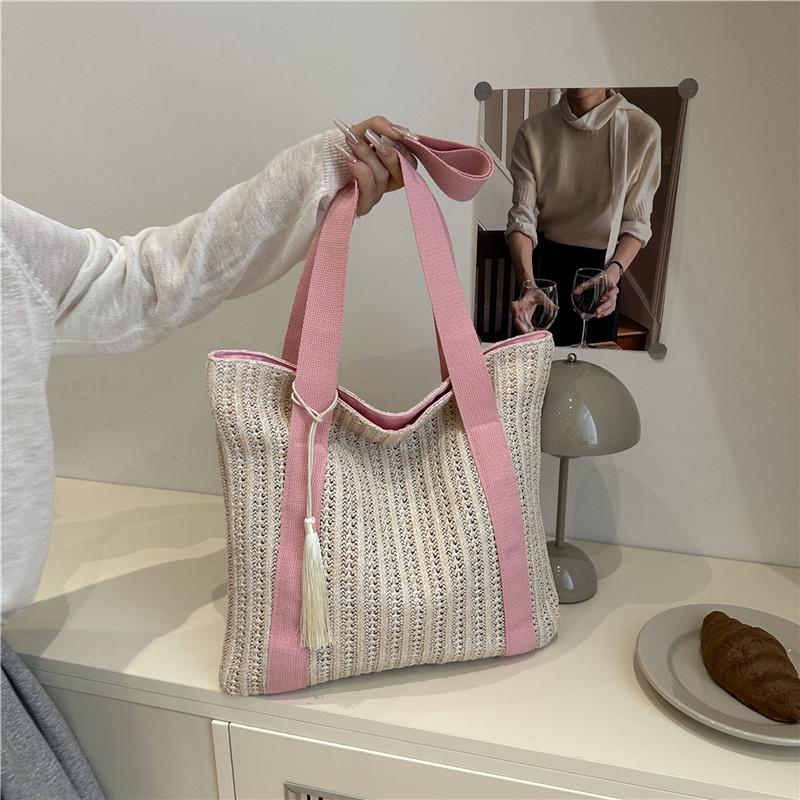 Woven Straw Crossbody Shoulder Bag - Large Capacity, Casual & Versatile Women's Summer Handbag