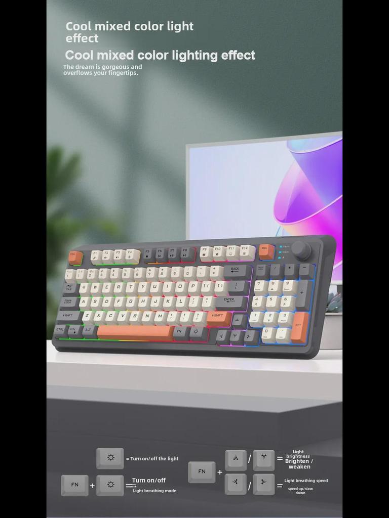 Xuan Yinhu K94 Dual-Mode Wireless Bluetooth Mechanical Rainbow Gaming Keyboard