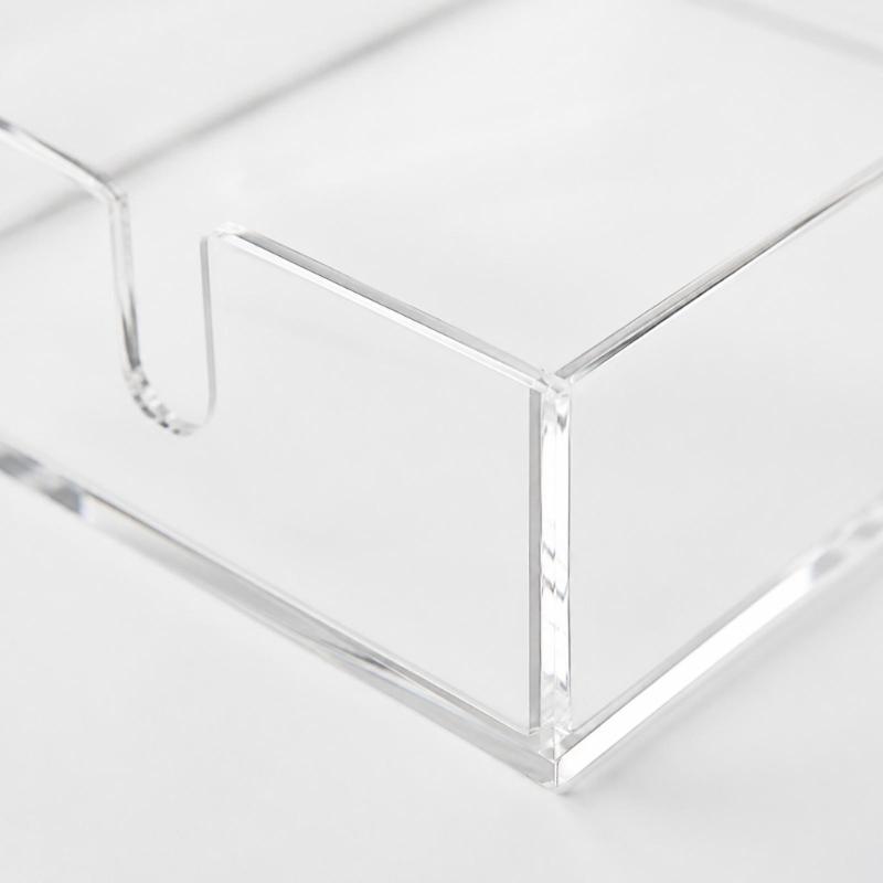 Clear Acrylic Table Napkin Holder for Standard Square Napkins with Visible Storage and Easy Front Access Cutout