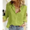Camicie Eleganti in Cotone e Lino da Donna Casual Monocolore Bottoni Collo a Revers Camicie Autunno Inverno Manica Lunga Top Larghi Tunica Bluse