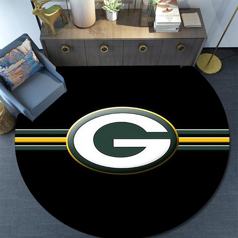 Green Bay Packers Round Area Rug,Carpet Rug for Living Room Bedroom Sofa Playroom Decor,Non-slip Floor Mat