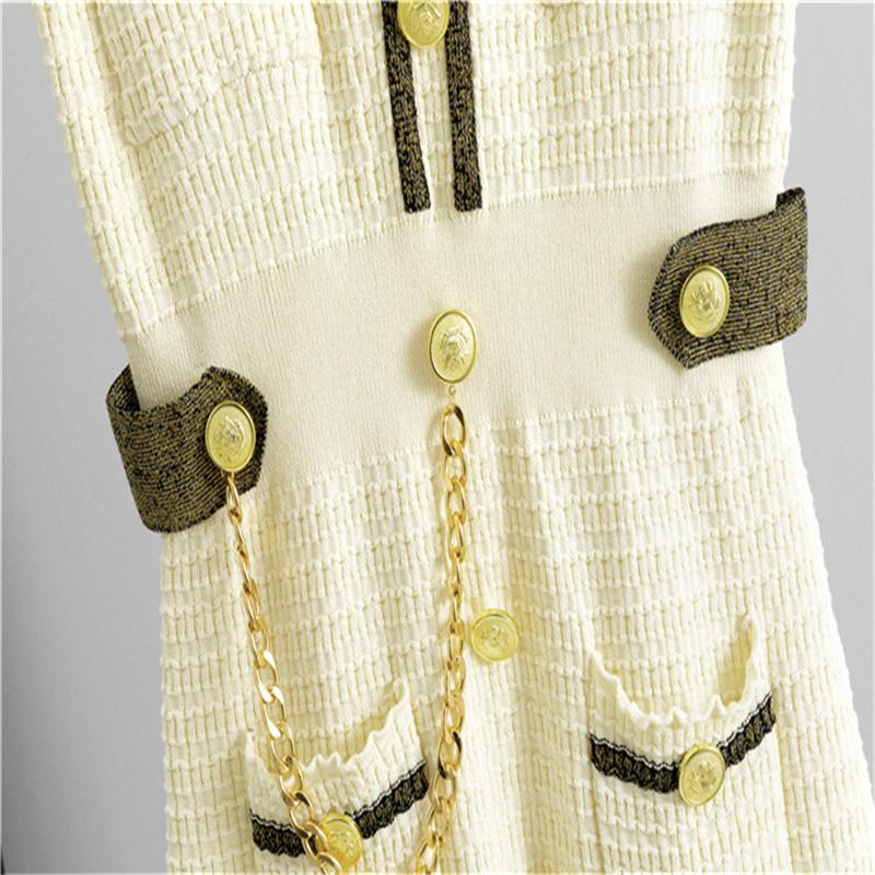 Summer Knitted Dress Fashion Women's Short Sleeve Waist slimming A-line Dress