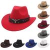 Vintage Studded Bullhead Western Cowboy Hat Ethnic Style Wide Brim Jazz Fedora Hats Tibetan Style Top Hat for Women Men
