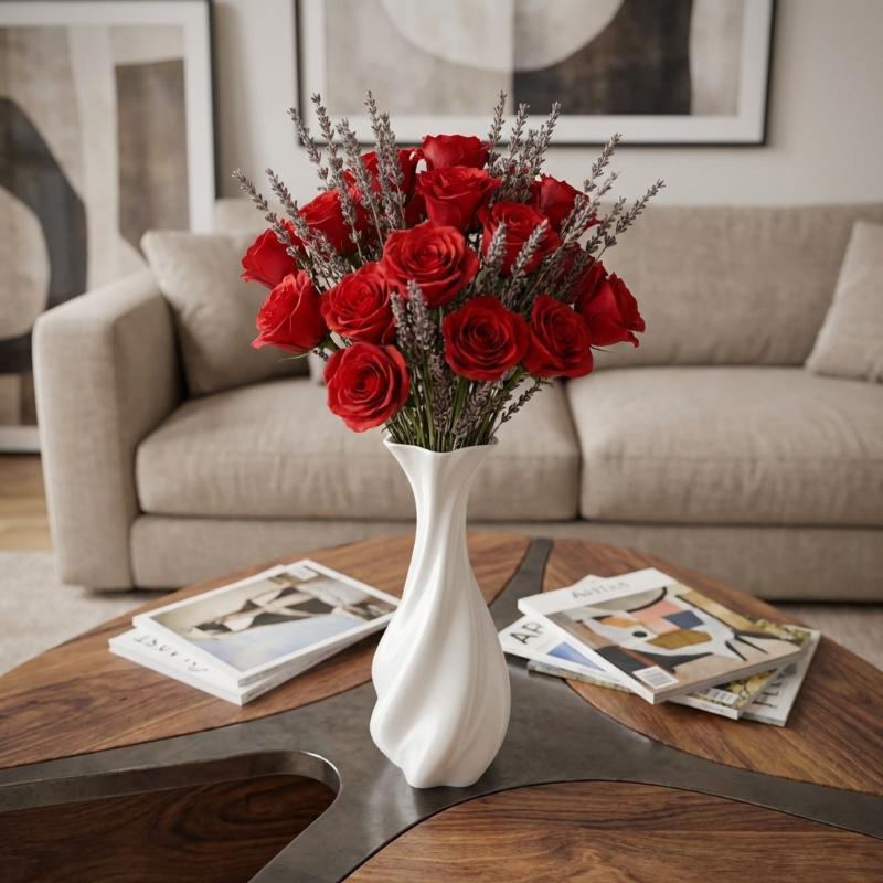 3D Printed Gradient Flower Vase Unique Twisted Design Modern Vase for Living Room Coffee Table Floral Arrangement Decor