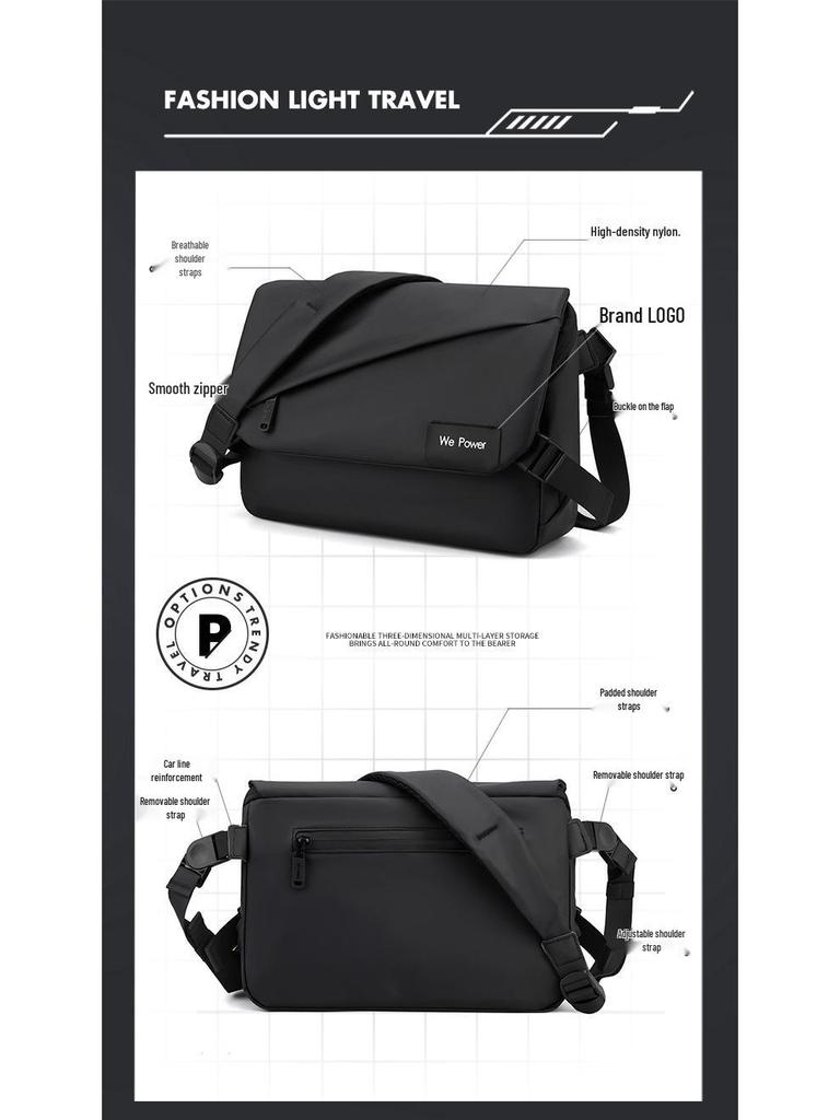 Men's Minimalist Water-Repellent Crossbody Bag - Fashionable, Large-Capacity Shoulder Messenger for Business
