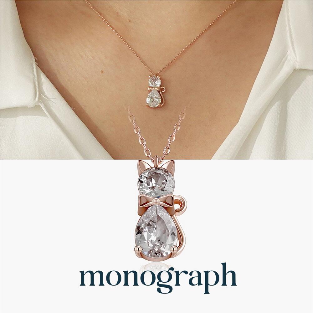Monograph Ferris Necklace Mgnl0363 14K Gold Plated (Rose Gold + White Cubic Zirconia)