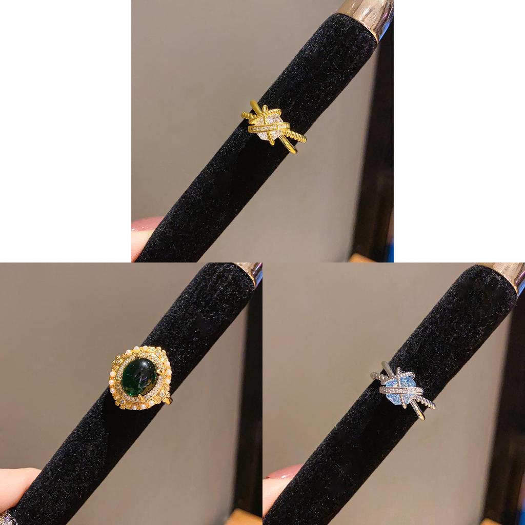 Geometric Zircon Flower Oval Fashion Open Ring For Women