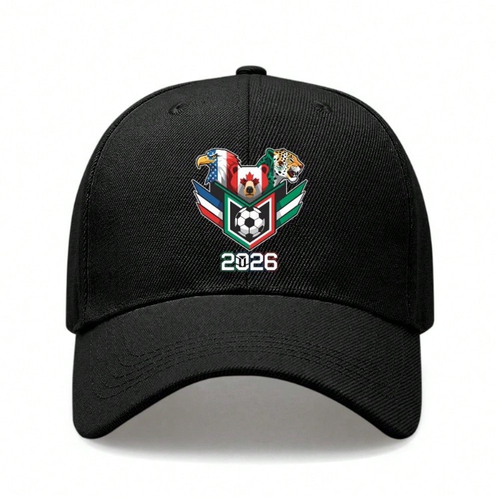 [Patriotic Baseball Cap] 2026 Soccer Theme Print Unisex Adjustable Breathable Lightweight Polyester Hat For Outdoor Sports Festivals Gift - Dad Hat,