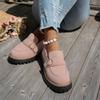 Women Suede Platform Loafers Chunky Heel Retro British Style Casual Shoes