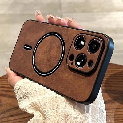 Luxury Wireless Charging Magnetic Cortex Phone Case For iPhone 16 Pro Max 15 14 13 12 11 Plus X XS XR Magsafe Leather Cover