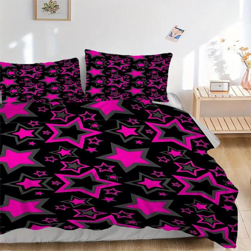 

3pcs Starry Pattern Bedding Set, Breathable and Soft, Suitable for Bedroom Decor (1*Duvet Cover + 1/2*Pillowcases, No Core) yy250821134 135x200cm