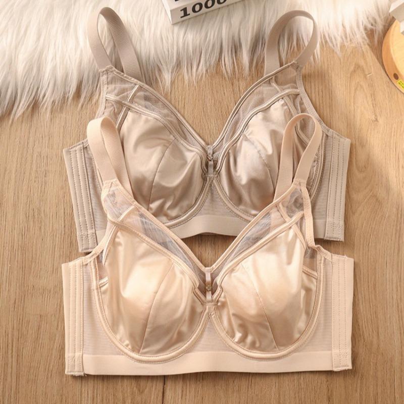 Satin Silk Thin Bra with Soft Underwire To Prevent Sagging and Support Large Busts