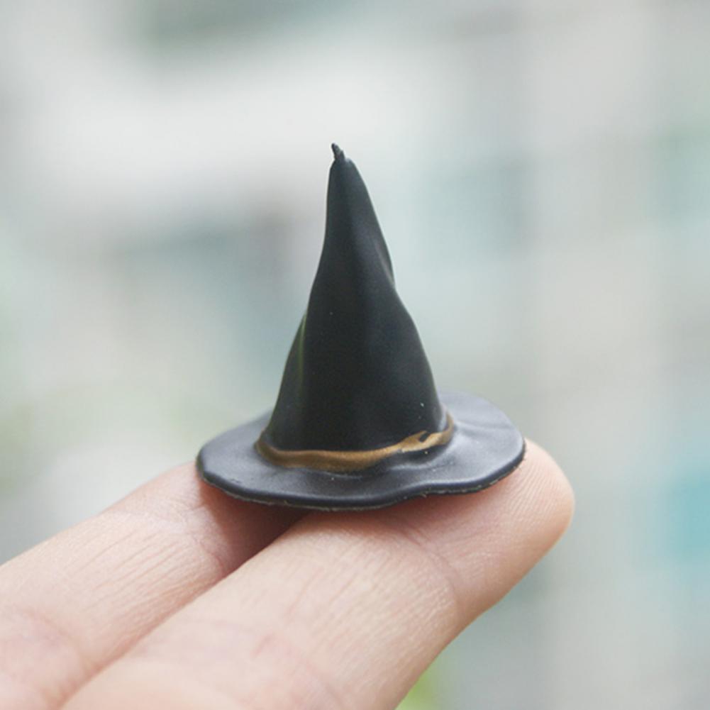 24 Pcs/Set Mini Witch Hat with Mini Broom Miniature Straw Brooms Plastic Witch Hat Set for Halloween Party Decoration