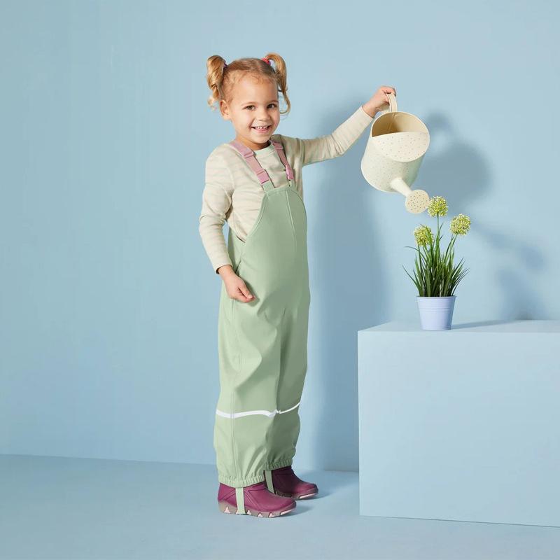 Pantaloni da pioggia impermeabili foderati in pile per bambini – Salopette unisex per bambini piccoli e dell'asilo
