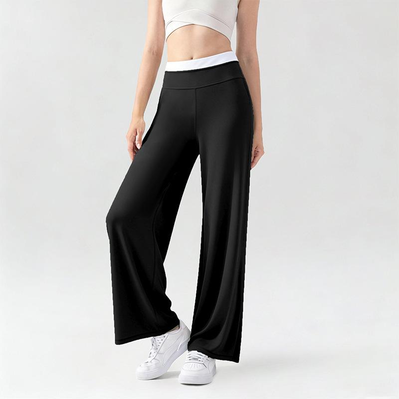 High Waist Straight Leg Women's Yoga Pants - Casual, Slimming, Loose Fit, Wide Leg Fitness Trousers