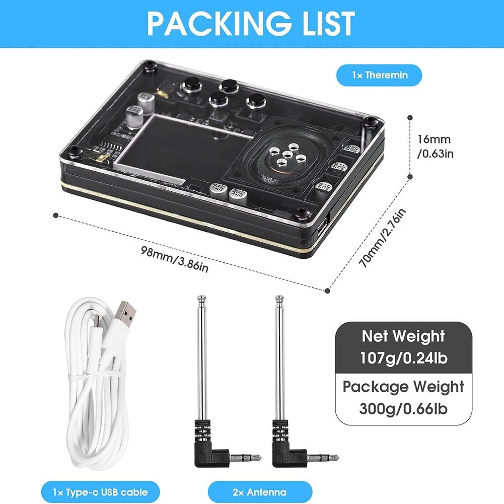 Nastavení funkcí Mini Theremin Mnoho hlasů Zásuvné antény