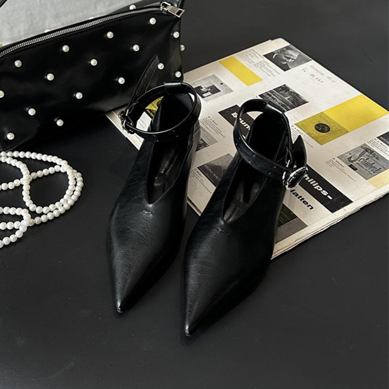 

Fashion SUOJIALUN 2024 Autumn Women Flat Shoes Fashion Pointed Toe Shallow Ladies Elegant Mary Jane Shoes Soft Flat Heel Dress Boat Shoe 35 чёрный