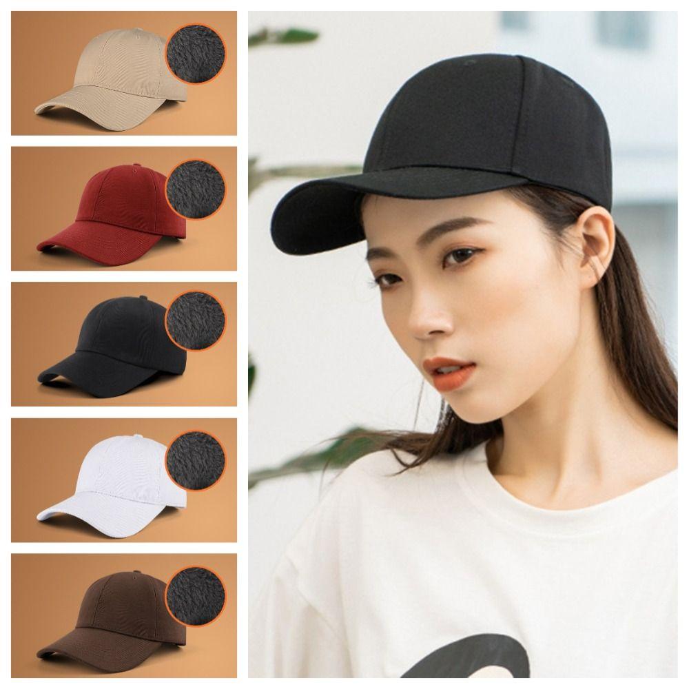 Solid Color Plush Baseball Cap Warm Duck Tongue Hat Vintage Sports Baseball Cap Outdoor