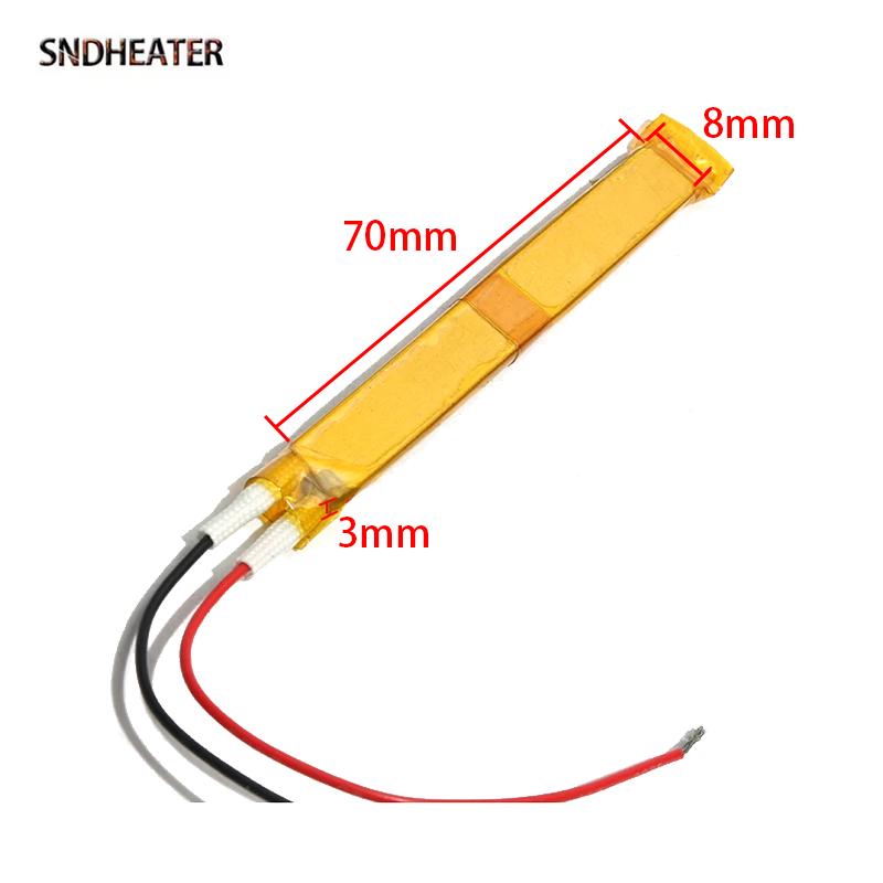 SNDHEATER 70x8x3MM PTC Heating Element 12V 24V 220V Hair Straightner Heater Replacement 80C 270C Temperture Wrapped in Heattape