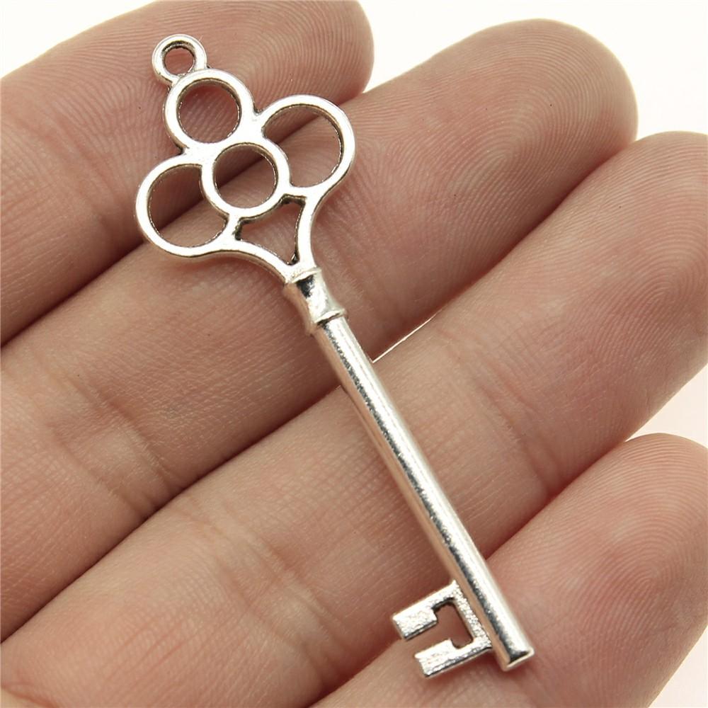 10pcs Antique Silver Color Vintage Key Charm Pendants Jewelry Accessories Retro Key Charms For Jewelry Making DIY