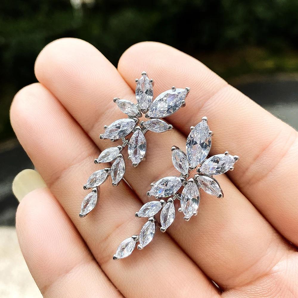 CAOSHI Stylish Wedding Jewelry Drop Earrings for Women Graceful Luxury Silver Color Bright Zirconia Pendant Accessories Gifts