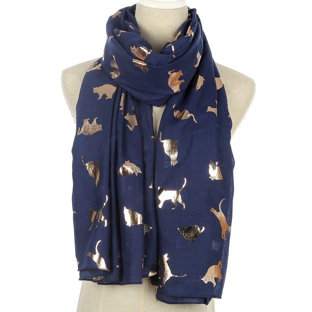 with Frayed Hem Cat Print Scarf Soft Shawl Wrap Creative Gift Animal Scarf
