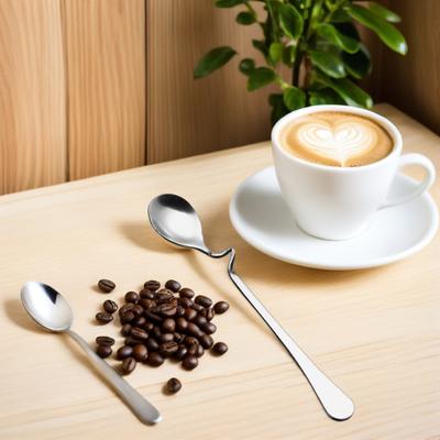 6Pcs Coffee Stirrers Stainless Steel Mixing Spoon Curved Cup Hanging Design Comfort Grip Long Handle Spoon for Espresso Juice