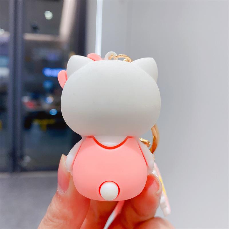 New Creative Cute Sitting KT Cat Girl Keychain Cartoon Doll Key Chain Car Schoolbag Pendant