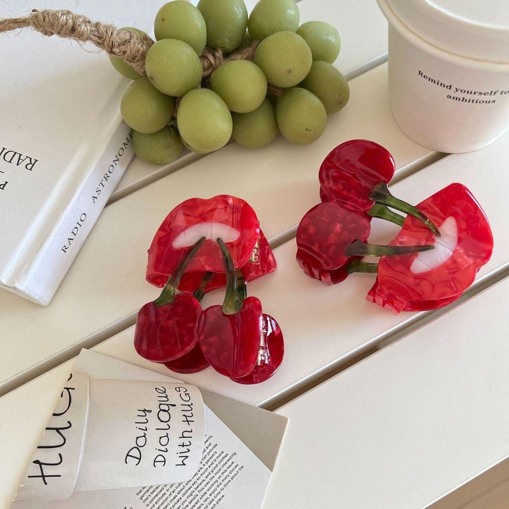 Cute Fruit Gripper Korean Style Geometry Shark Clip Lovely Cherry Hair Claw  Headdress