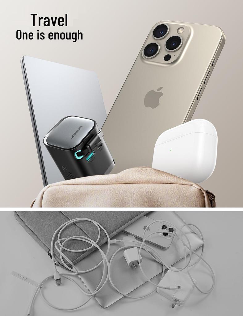 65W Retractable Type-C Charger with Built-in Cable - EU Standard