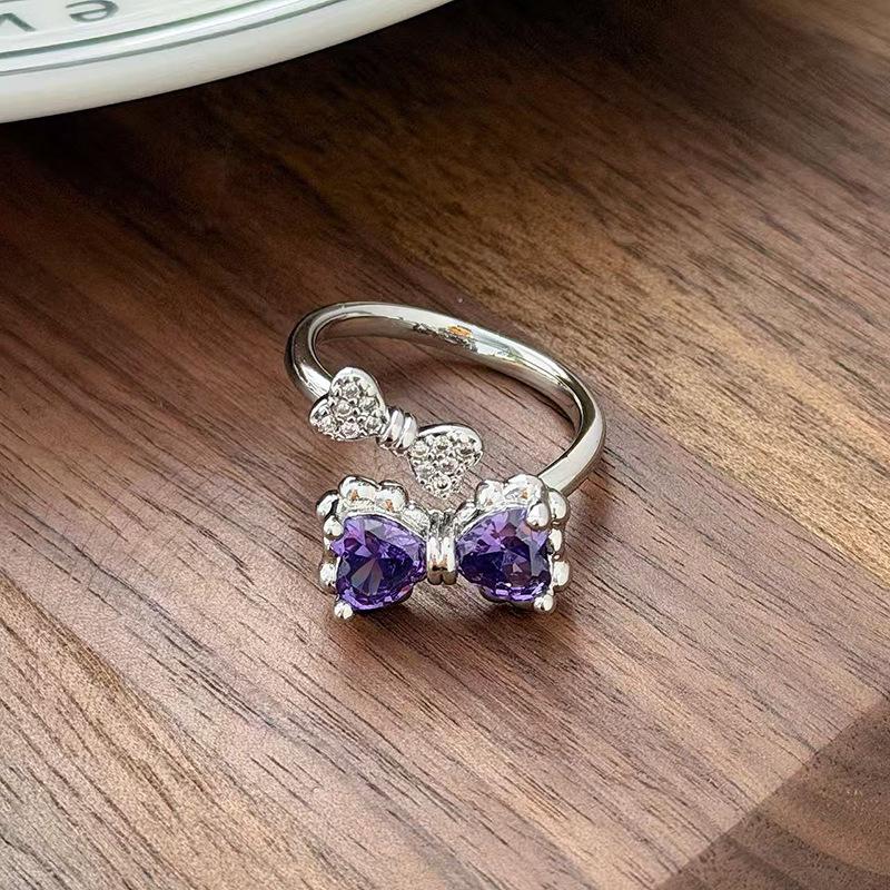 Nine Purple Fire Purple Diamond Super Immortal Zir*****Pen Ring Exquisite Light Luxury High-End Niche Design Stacked Ring Girl