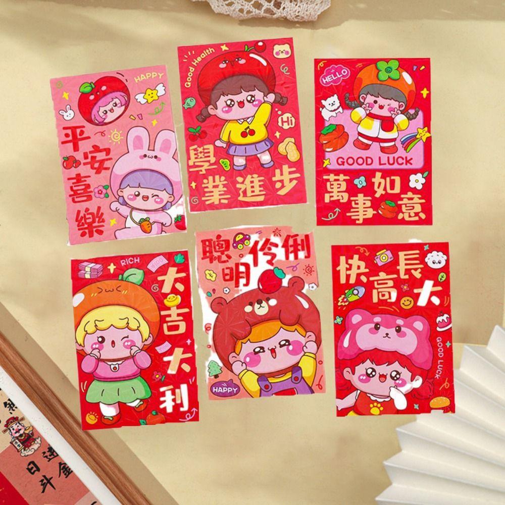 6Pcs Thickened Snake Year Red Envelope Bag Cartooon 2025 Red Pocket Blessing Gift