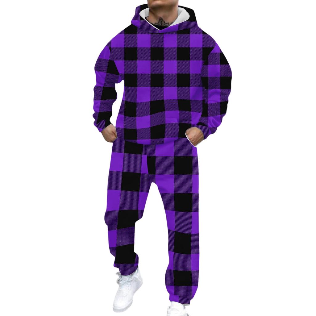 Herren Casual und personalisiert bedrucktes Langarm-Kapuzensweatshirt, Herren Sport-Sweatshirt und Sweatpants zweiteiliges Set