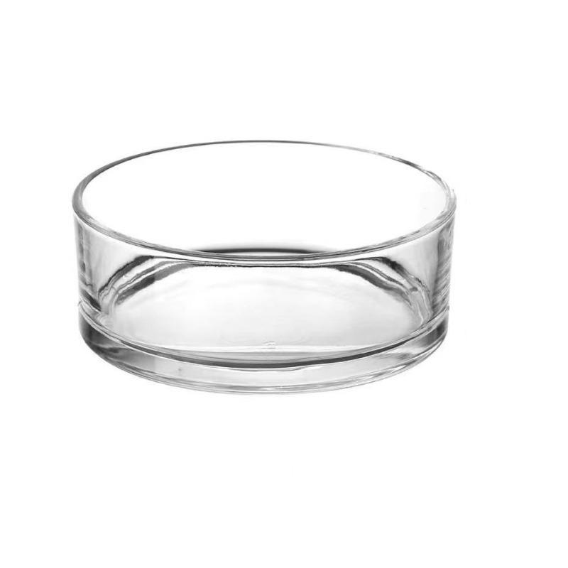 Small Short Round Glass Vase Clear Hydroponic Container for Lotus Pennywort Patio Side Table Home Decor