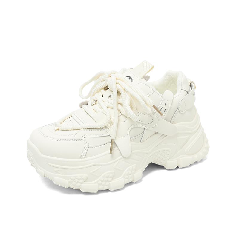 Women Thick Sole Casual Shoes Platform Walking Sneakers Fashion Height Increasing Daily Shoes Soft PU Upper 35 To 40 Comfort 35