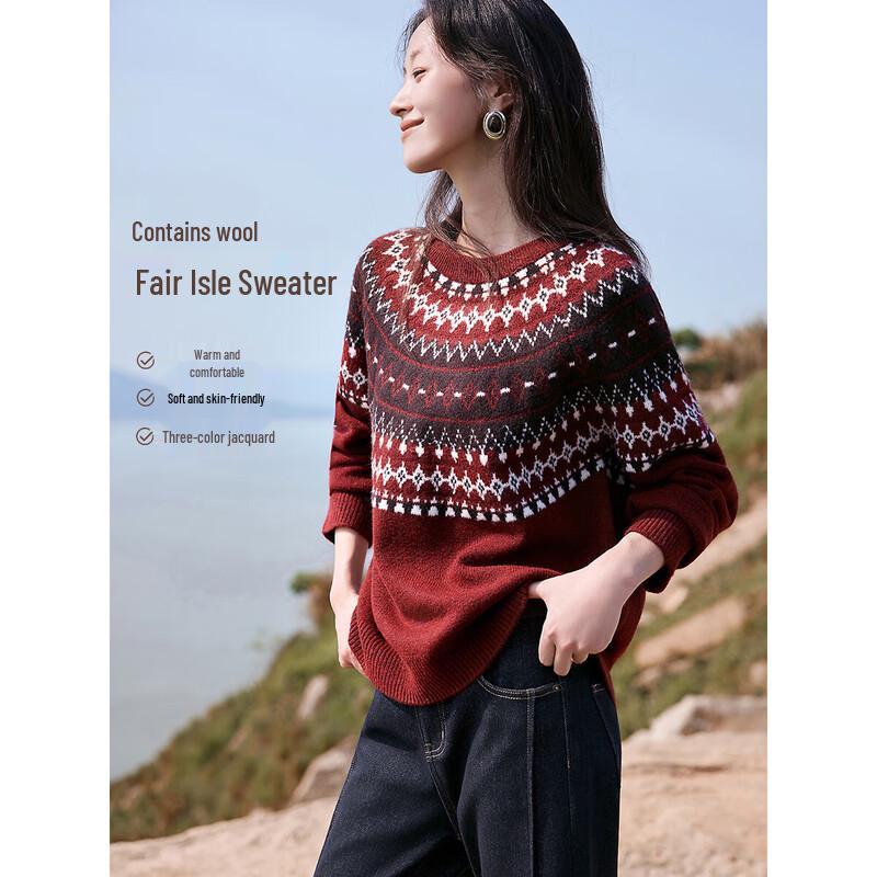 

Мохер Имей Свитер вязаный в стиле Fair Isle L