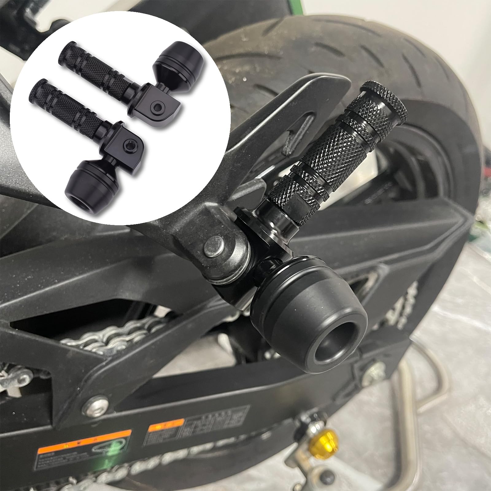 

Motorcycle Tandem Step Slider For Kawasaki ZX-25R/SE ZX-4R/SE ZX-4RR Ninja 250 Ninja 400 Z250 Z400 All Year Aluminum (Black) чёрный