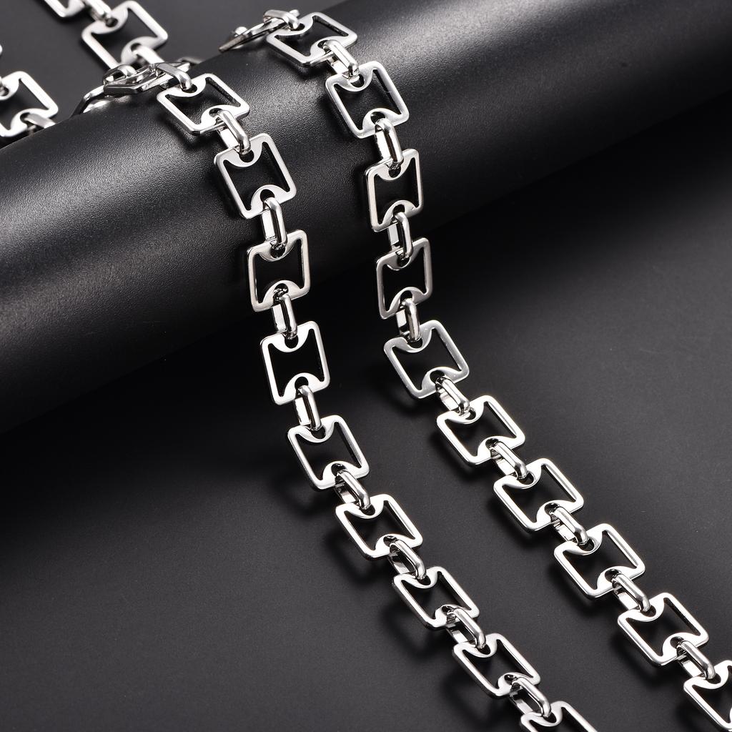 Creative Geometric Stainless Steel Link Neck Chain Necklace for Women Men Copper Color Collar Choker Metal Jewelry Accessories