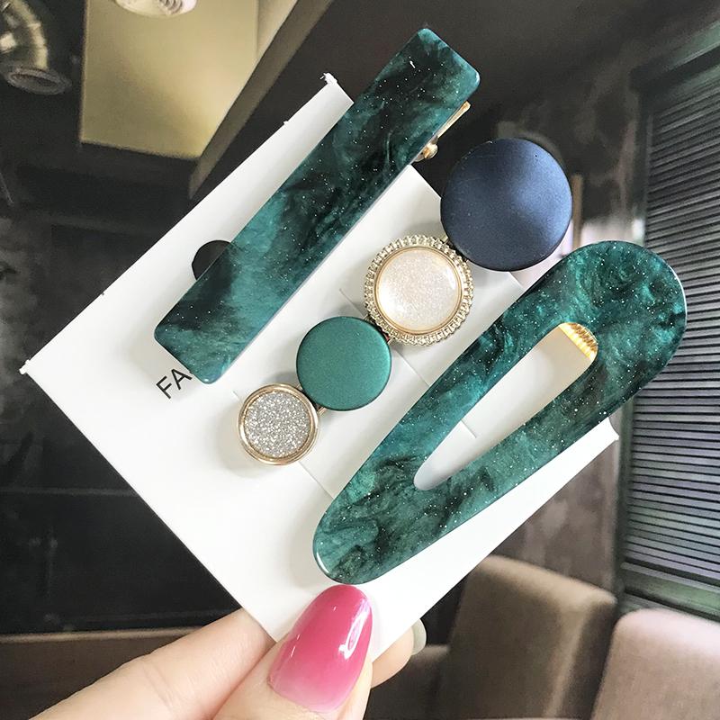 Fashion Hair Pins Side Clip Set Sweet Acrylic Waterdrop Hair Barrettes For Women Girls Korean Geometric Hair Accessories Jewelry