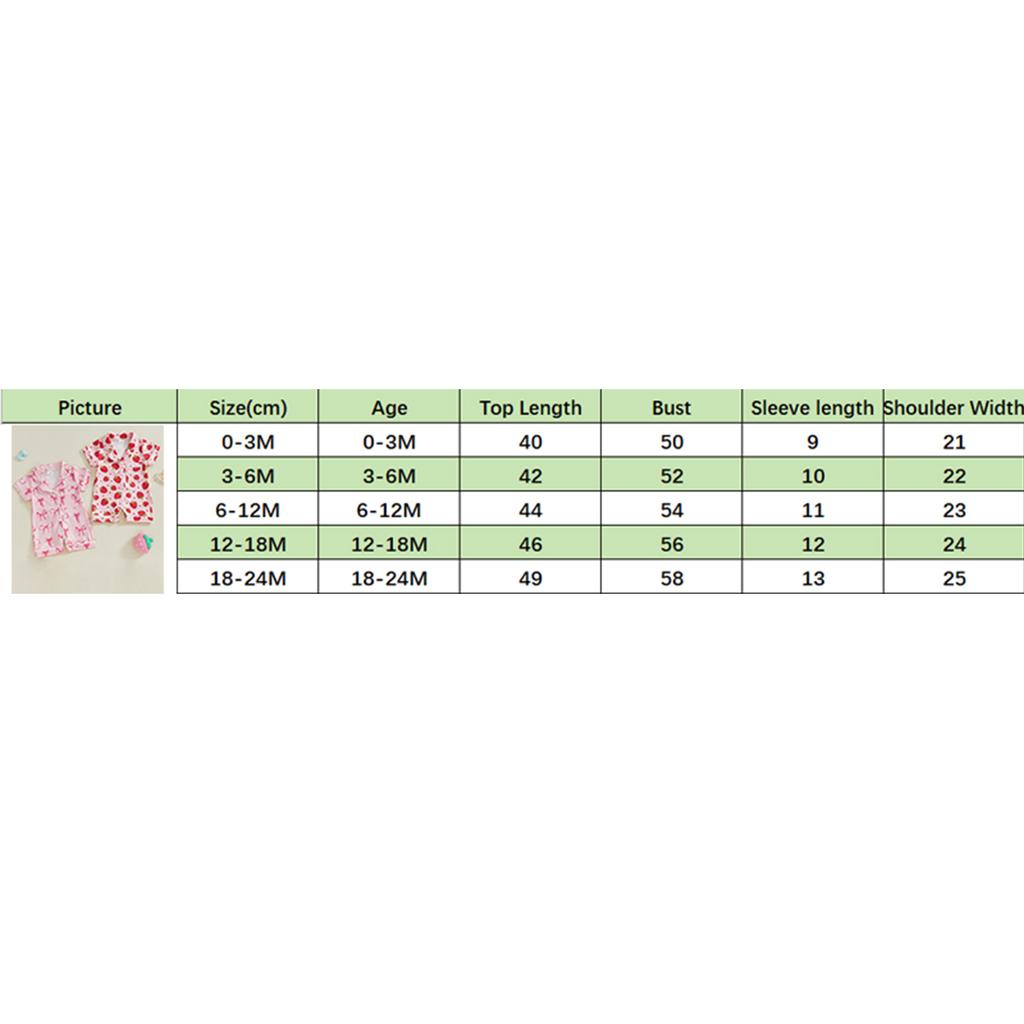 Baby Girl Summer Romper Short Sleeve Lapel Collar Strawberry/Heart Print Jumpsuit Infant Pajamas