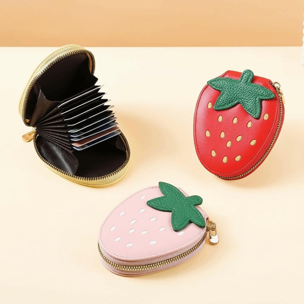 Fruit PU Leather Card Holder Multi-card Slot Storage Bag Fashion Strawberry Card Bag Girl