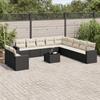 Vidaxl 12-Cz. Garden Furniture Set, With Cushions, Black, Poly Rattan