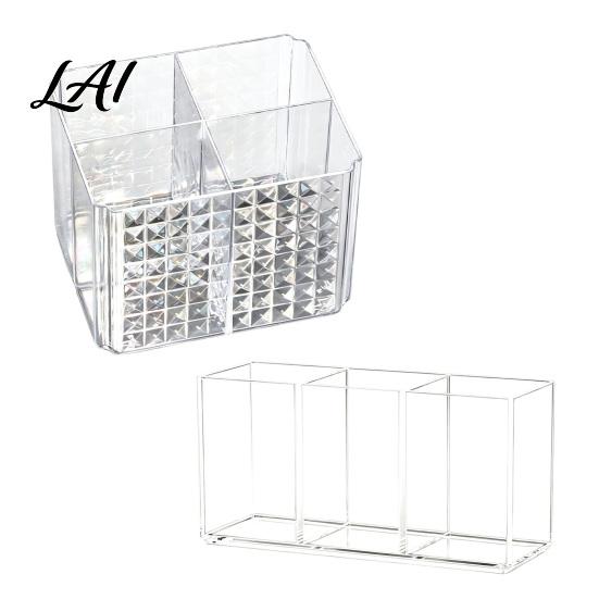 Dressing Table Storage Case Transparent Acrylic Makeup Brush Organizer Multi-Compartment Bin Modern Vanity Bin Style Cosmetic Display for Lip Gloss