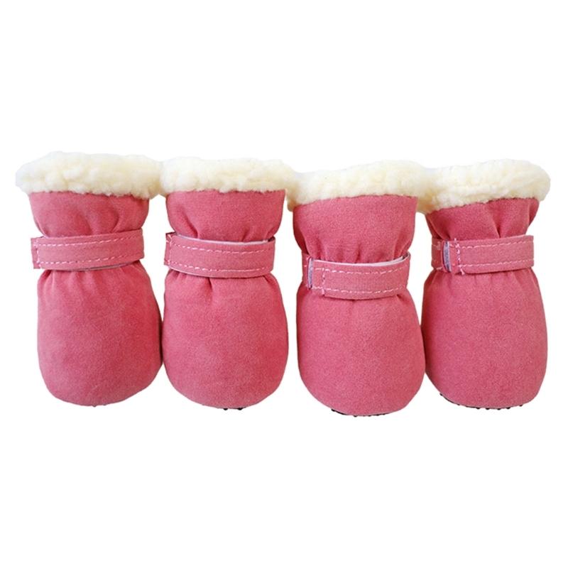 Winter Warm Pet Shoes 4pc/set Cute Dog Booties Snow Walking Puppys Booties Shoes Casual Fashion No-slip Dog Shoes