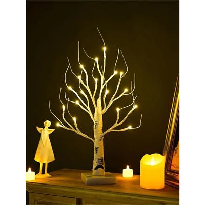 Bříza teplá bílá svítící stolní malá LED stromeček umělá dekorativní lampa s větvemi na vánoční sváteční domácí párty