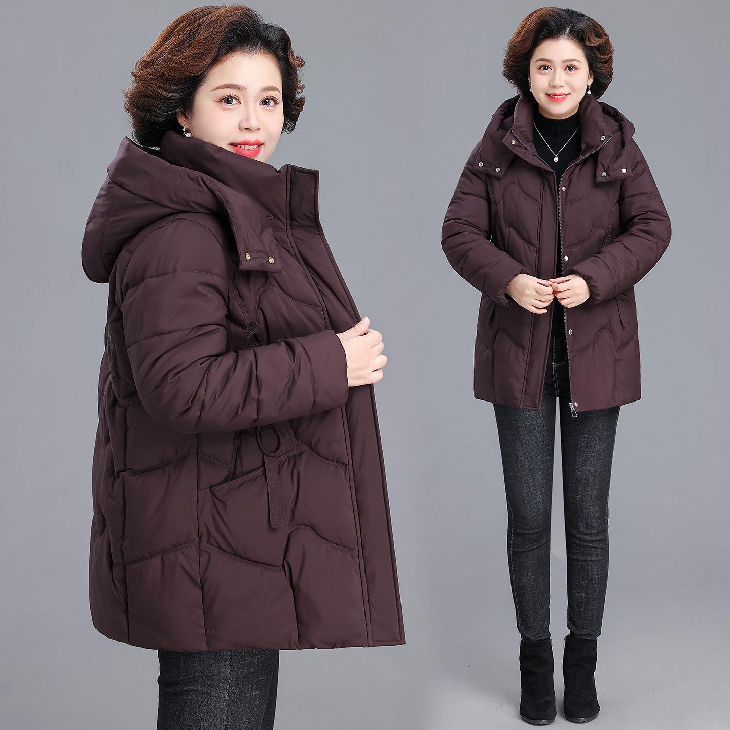

Women s Mid-length Cotton Padded Jacket - 2025 Winter Collection, Thickened for Elderly & Middle-aged, Plus Size Outerwear. 3XL (120-135 jin)